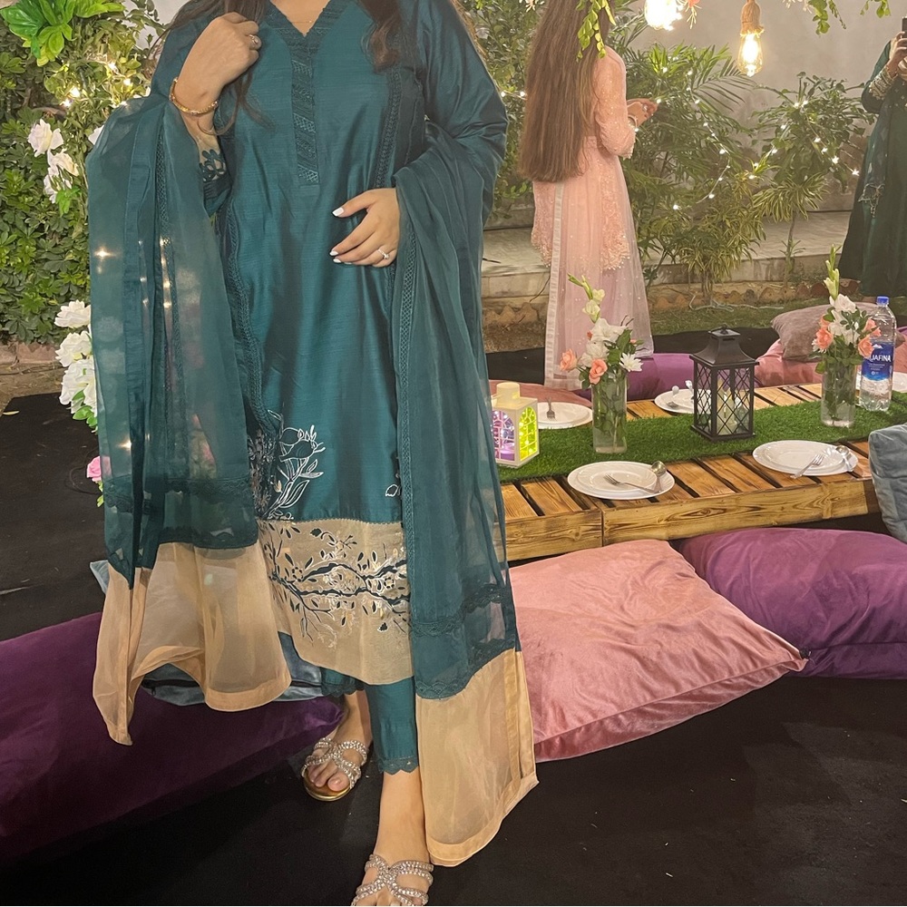 Pakistani designer emerald green outfit
